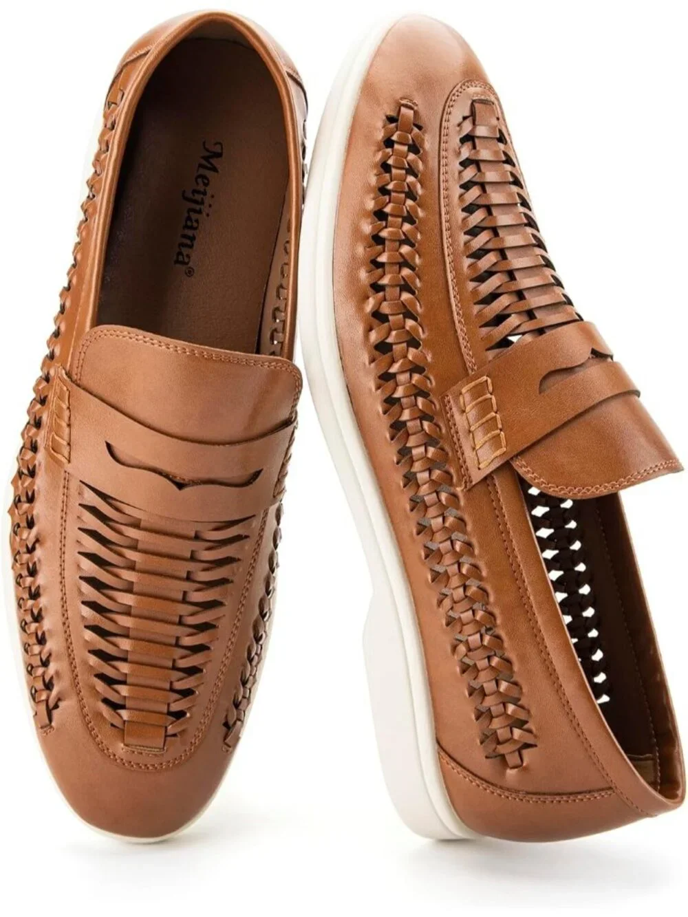 🆕Men's All Brown Leather Loafers Slip-On Moccasins Dress Shoes Lightweight